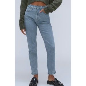 Everlane High Rise Cheeky Straigh Leg Jeans Cropped or Short